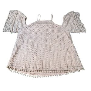 By Together crochet cold shoulder top size large casual flowy boho